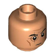 Minifig Head Crosshair, Circle and + over Right Eye, Cheek and Forehead Lines Print / Nougat