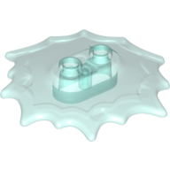Lego Plate Special, Wave / Power Burst / Flame, with Two Studs / Trans-Light Blue
