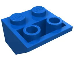 Brick Sloped Inverted 45° 2 x 2 [Ovoid Bottom Pin, Bar-sized Stud Holes] / Blue