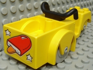 Lego Fabuland Tricycle (2 Front Wheels) with Black Handlebars and Light Gray Wheels with Red Ice Cream Pop and White Stars Pattern (Sticker) - Set 3665