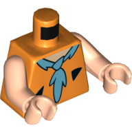 Lego Torso Buckskin with Black Triangles and Dark Azure Tie Print (Fred Flintstone), Light Nougat Arms and Hands / Orange