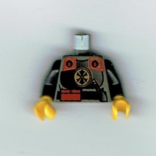 Lego Torso Armor, Chinese Guard, Pouch and Knife on Belt Print, Black Arms, Yellow Hands
