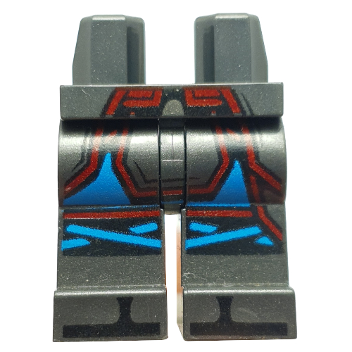 Lego Hips and Pearl Titanium Legs with Dark Azure, Dark red Details, Armor / Pearl Titanium