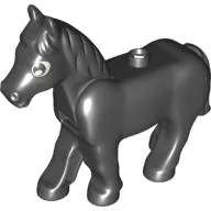 Duplo Animal Horse with One Stud and Moveable Head, Eyes Print / Black