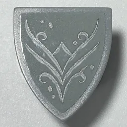 Minifigure, Shield Triangular Short with Silver Diamond, Dots and Swirl on Light Bluish Gray Background Pattern (Sticker) - Set 41196