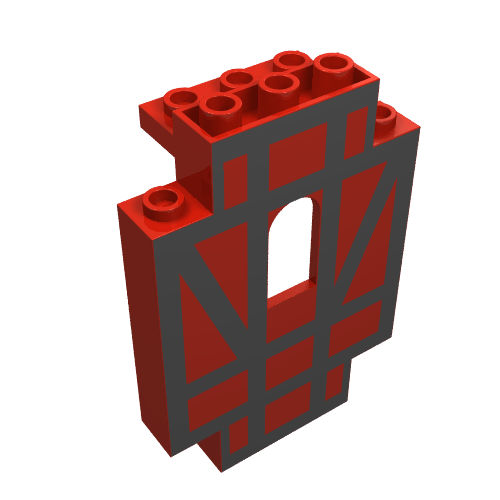 Lego Panel 2 x 5 x 6 Wall with Black Stripes Print / Red