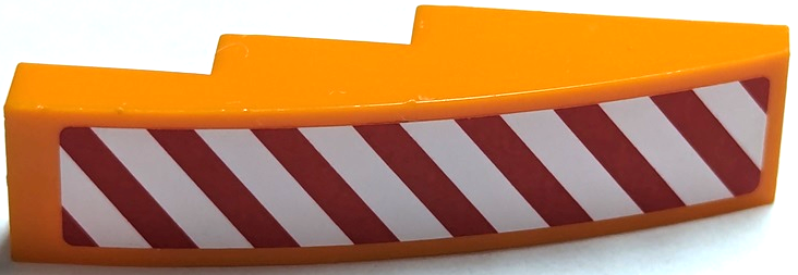 Lego Slope, Curved 4 x 1 with Red and White Danger Stripes Pattern Right Side (Sticker) - Set 7642