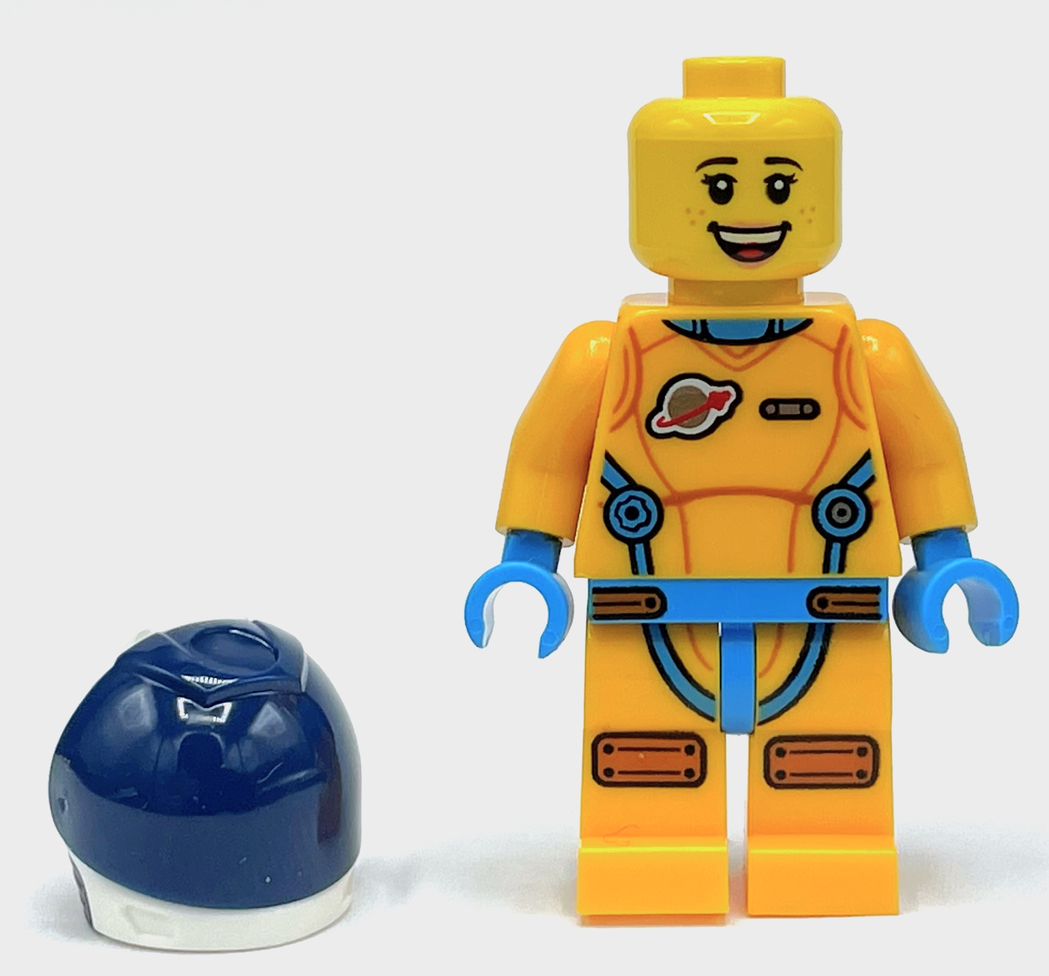 Lego Rivera, Bright Light Orange Spacesuit, Dark Blue Visor