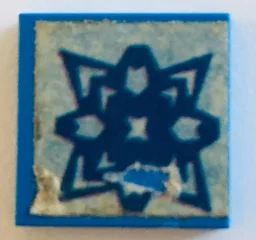 Tile 2 x 2 without Groove with Blue Geometric Pattern (Sticker) - Set 261-4