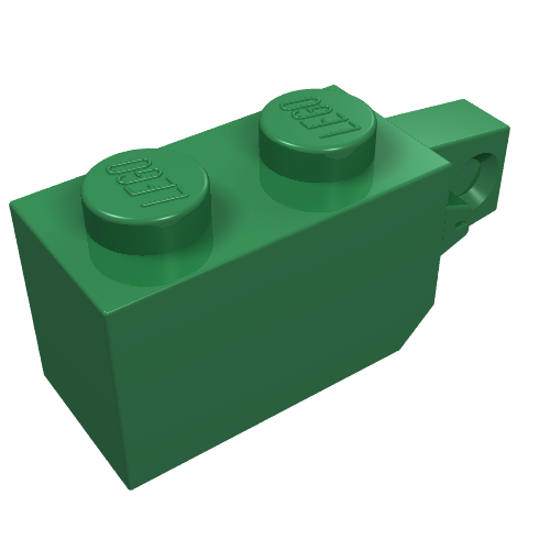 Lego Hinge Brick 1 x 2 Locking with 1 Finger Vertical End / Green
