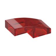 Lego Brick Curved 2 x 1 No Studs [1/2 Bow] / Trans-Red