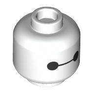 Lego Minifig Head Baymax, Black Circles with Line print / White