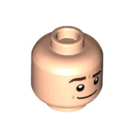 Minifig Head Jim Halpert, Thick Dark Brown Eyebrows, Smile with Raised Eyebrow / Neutral Print / Light Nougat