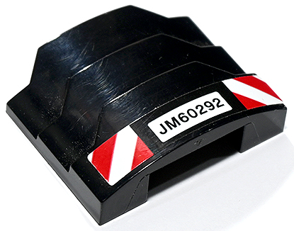 Lego Wedge 4 x 3 Stepped No Studs with 'JM60292' and Red and White Danger Stripes Pattern (Sticker) - Set 60292