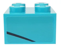 Brick 2 x 2 with Black Line on Medium Azure Background Pattern Model Left Side (Sticker) - Set 76898