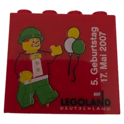 Brick 2 x 4 x 3 with 'LEGOLAND Deutschland Resort 5. Geburtstag 17. Mai 2007' Print / Red