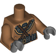Lego Torso Diving Suit with Crossed Belts and Weight Belt Print, Medium Nougat Arms, Dark Bluish Gray Hands / Medium Nougat