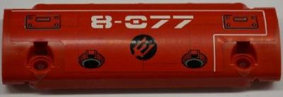 Lego Technic, Panel Curved 11 x 3 with Panels, Trident and White '8-077' Pattern, Left Side (Sticker) - Set 8077