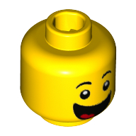 Lego Minifig Head Birthday Cake Guy, Surprised Happy Open Mouth / Yellow