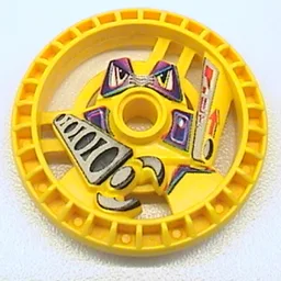 Technic Disc 5 x 5 Notched, Grab with Robot Print / Yellow