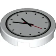 Tile Round 2 x 2 with Clock with Red Second Hand Print