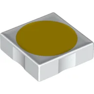Duplo Tile 2 x 2 with Shape Yellow Disc Print / White