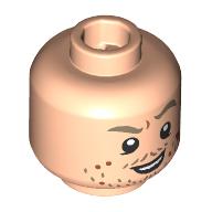 Lego Minifig Head Stan Shunpike, Dark Tan Eyebrows, Thin Moustache, Stubbles, Cookie Crumbles / Light Nougat