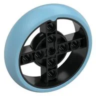 Wheel 57 x 14 with 4 Black Spokes with 2 Holes and Medium Azure Integral Tire / Black