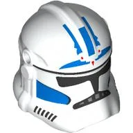 Helmet Clone Trooper Phase 2, Closed Front, Holes for Visor with Blue Markings, Black Visor Print (Arc Trooper) / White