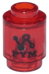 Brick, Round 1 x 1 with Black Circuitry 'PYM' Logo Pattern (Sticker) - Set 76269