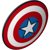 Lego Shield Round Bowed, Red, White, and Blue Circles with Star Print (Captain America) / Dark Bluish Gray