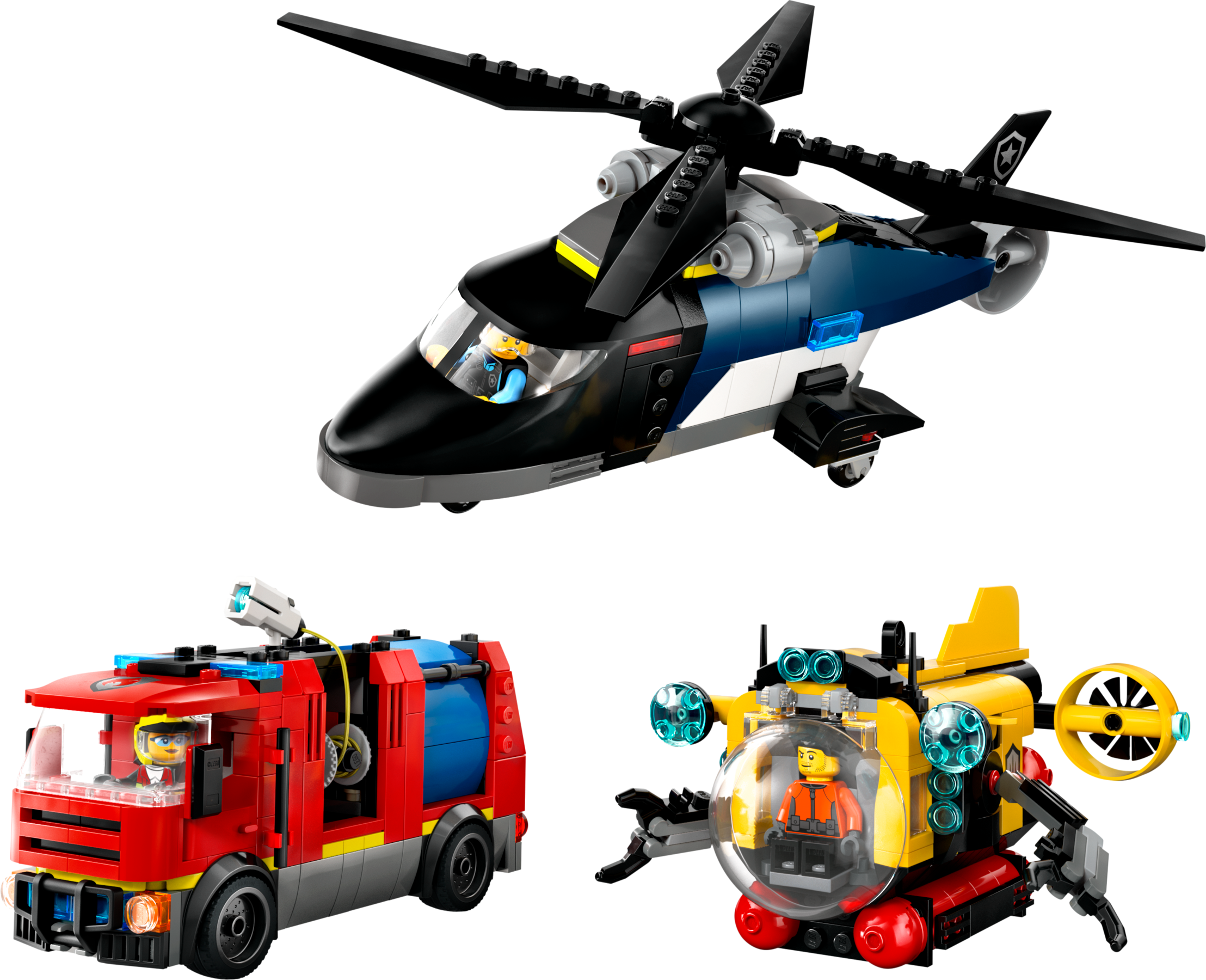 Lego Helicopter, Fire Truck & Submarine Remix