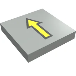 Tile 2 x 2 with Arrow Thin Yellow with Black Border Print / Light Gray