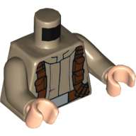 Lego Torso Mandarin Collar and Reddish Brown Utility Belt with Pouches and Buckle Front and Cross-strap and Buckles Back Print (Resistance Soldier), Dark Tan Arms, Light Nougat Hands / Dark Tan