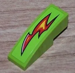 Slope, Curved 3 x 1 with Red Fire Pattern Model Left (Sticker) - Set 8199