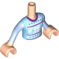Lego Minidoll Torso Girl with Bright Light Blue Sweater with Snowflakes Print, Light Nougat Hands with Bright Light Blue Sleeves Print / Light Nougat