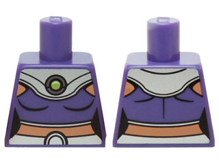 Lego Torso Batman Female Outline, Dark Purple Crop Top, Silver Collar and Belt Pattern