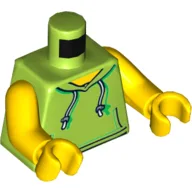 Torso, Hoodie with White Drawstrings, and Front Pockets Print, Yellow Arms and Hands / Lime