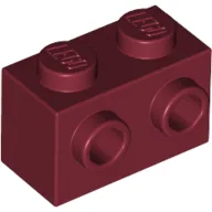 Brick Special 1 x 2 with 2 Studs on 1 Side / Dark Red
