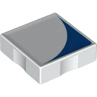 Duplo Tile 2 x 2 with Shape Blue Inverse Quarter Disc Print / White