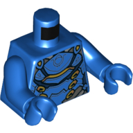 Lego Torso Armor, Dark Blue and Gold Trim Print, Blue Arms and Hands