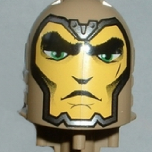 Lego Large Figure Head, Round Top with Kentis, Sir Print / Dark Tan
