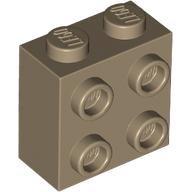 Lego Brick Special 1 x 2 x 1 2/3 with 4 Studs on 1 Side / Dark Tan