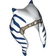 Headdress Togruta Montrals with Gold Band, Blue Markings Print / White