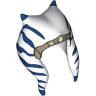 Lego Headdress Togruta Montrals with Gold Band, Blue Markings print / White