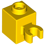 Lego Brick Special 1 x 1 with Clip Vertical [Open O Clip, Hollow Stud] / Yellow