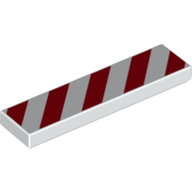 Lego Tile 1 x 4 with Red and White Danger Stripes Red Print