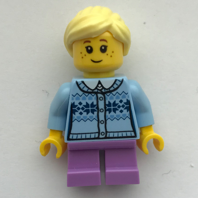 Lego Girl, Cardigan Light Bright Blue, Short Medium Lavender Legs