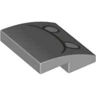 Brick Curved 2 x 2 x 2/3 with Black Mouth, White Eyes Print / Light Bluish Gray