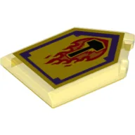 Tile Special 2 x 3 Pentagonal with Nexo Power Shield Print - Flame Wreck / Trans-Yellow